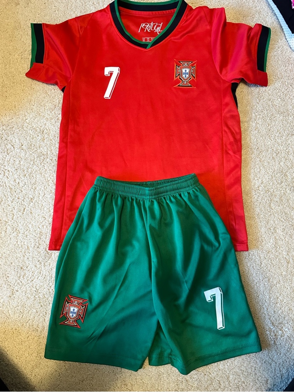 Ronaldo Portugal Kids Red Soccer Uniform